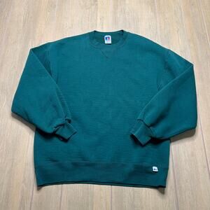 Vintage 90s Russell Athletics Crewneck Sweatshirt Large Green Made in USA Y2K
